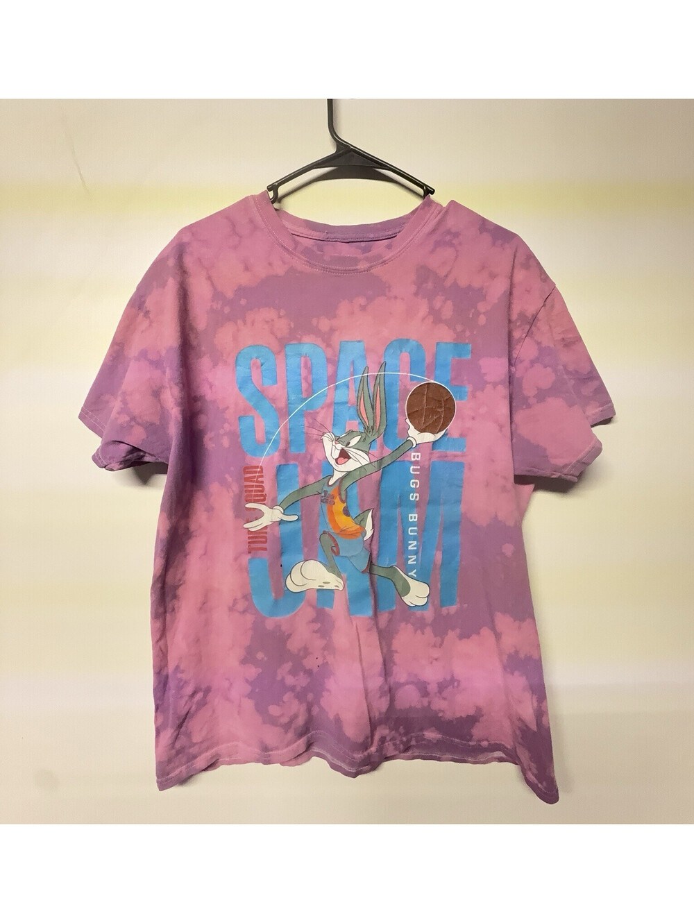 Space Jam Bugs Bunny Graphic Print Tie Dye Crew Neck T-Shirt Purple Men's XL